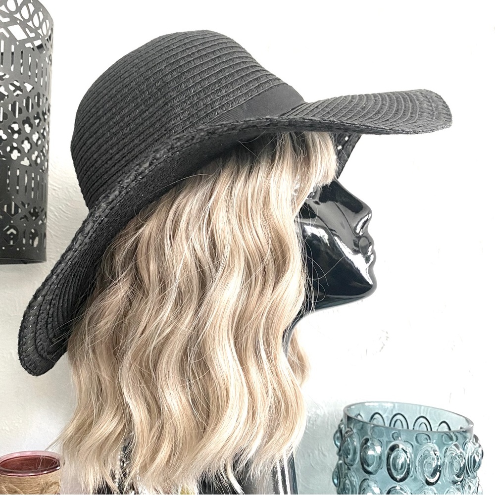 Black Straw Floppy Hat